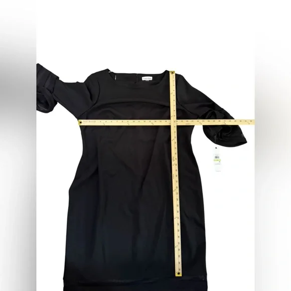 NWT Calvin Klein Black Dress Sheer cuff Sleeves and hem Knee length 16W 18W - Picture 5 of 12